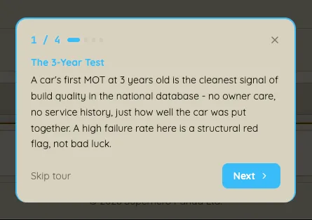 3-Year Test guided tour popup